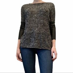 Grey Leather Sleeve Top